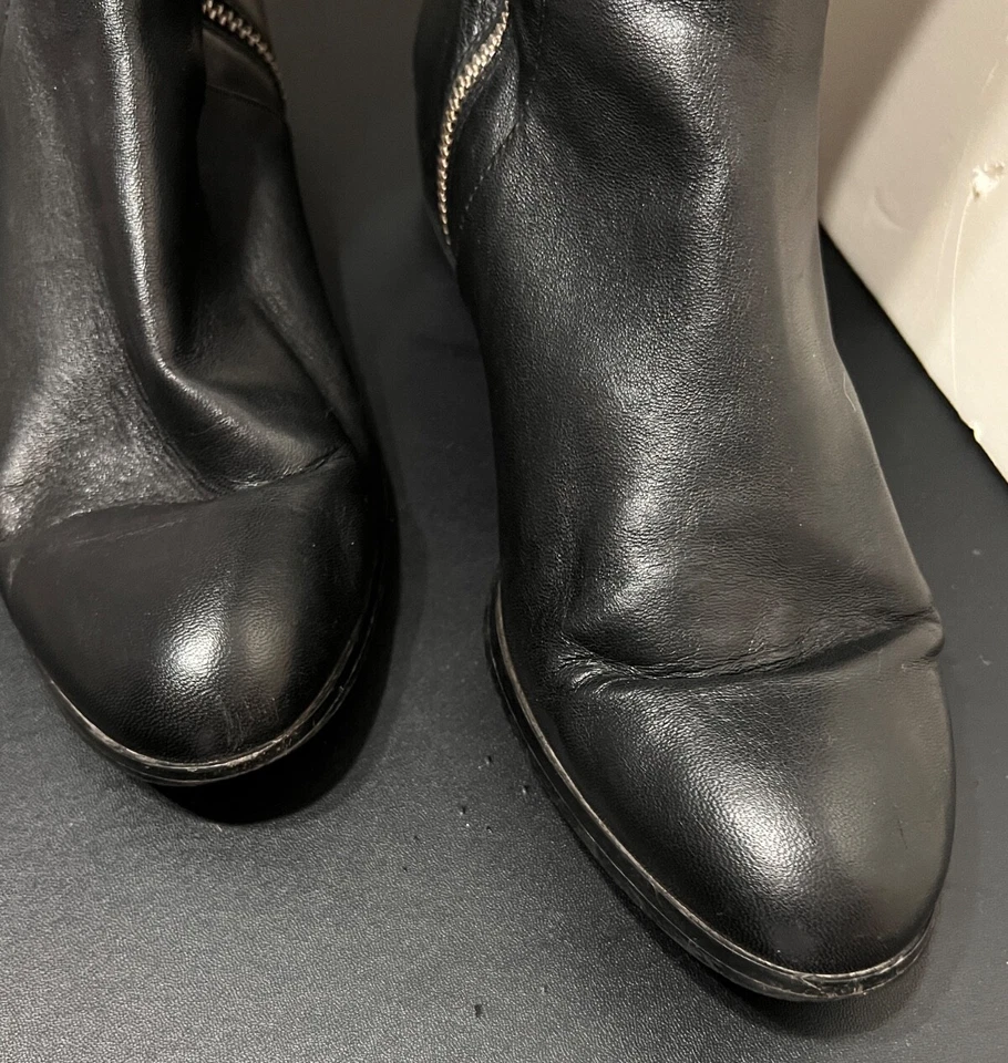 Michael Kors Womens KNEE HIGH BOOTS 8 M Black Leather Knit Back Calf Pre-Owned - Image 3 of 4