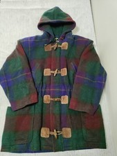 Forenza Womens Duffle Coat Trench Toggle 100% Wool Lined Leather Trim Size 10