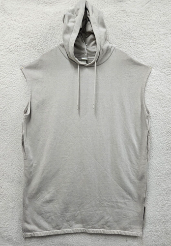 H&M Men Sweatshirt Medium Brown Fleece Short Sleeve Hoodie Activewear