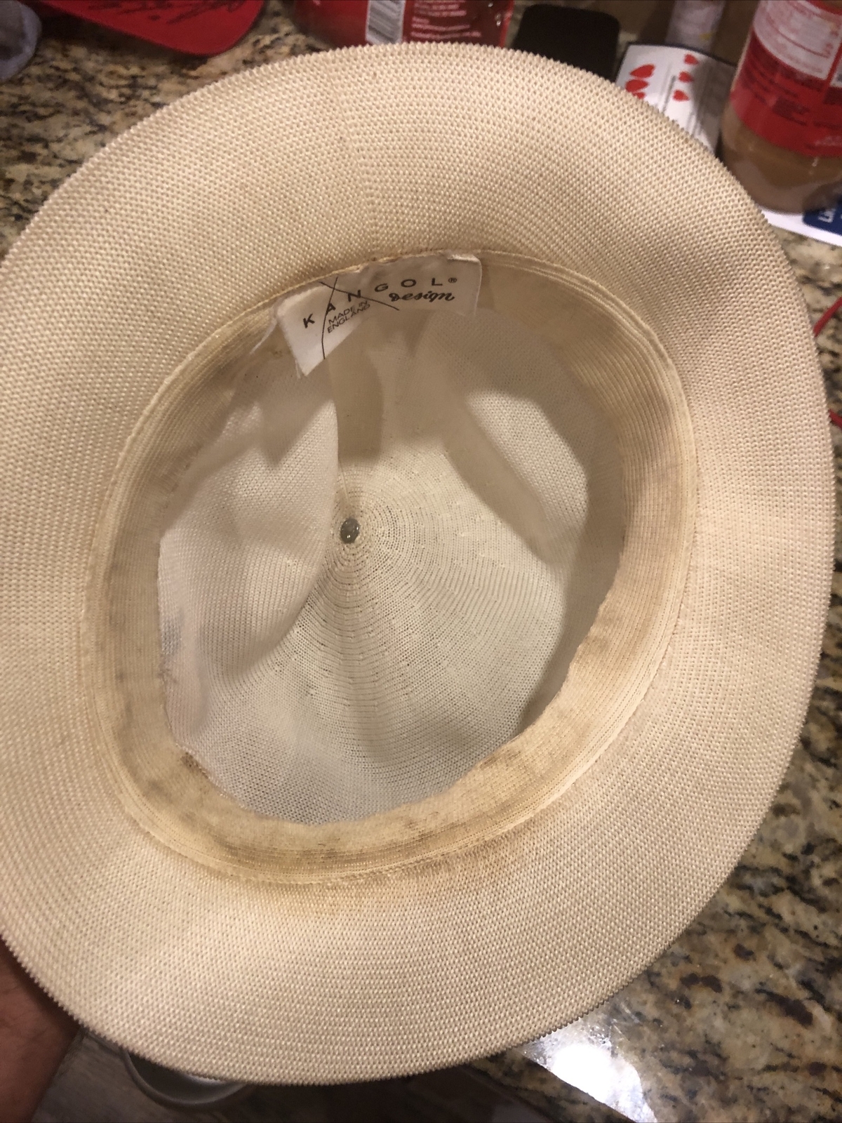 VINTAGE EARLY WHITE KANGOL BUCKET HAT MADE IN ENGLAND Gem