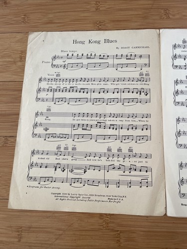Vintage Sheet Music - Hong Kong Blues - 1939 Film To Have And Have Not - Picture 4 of 9