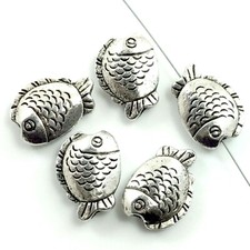 Silver Pewter Fish Charms 21x15x6mm Beads Pendant 5pcs DIY Jewelry Free Shipping