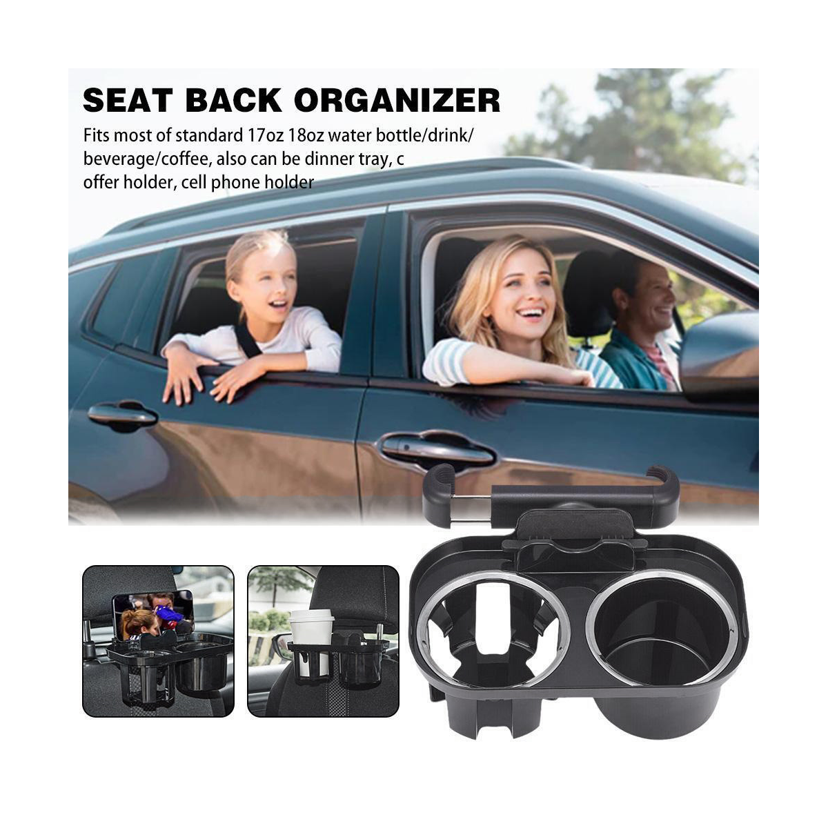 1 PCS Car Beverage Holder Rear Pillow Snack Tray Universal Car Cup