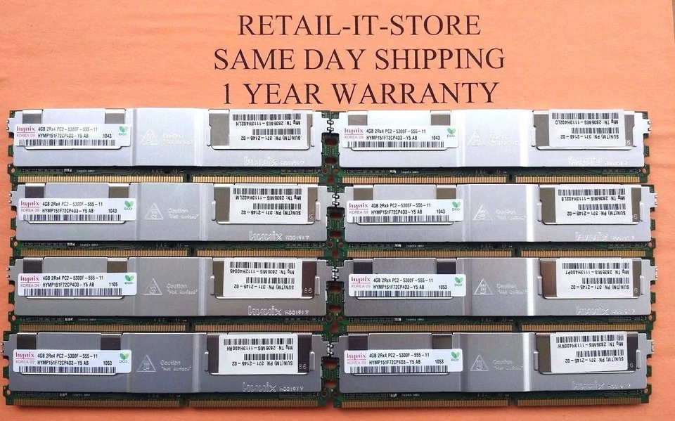 32GB (4GB x8) FOR DELL POWEREDGE 1900 1950 1955 1955 2900 2950 R900 1 YEAR WARRA - Image 2 of 3