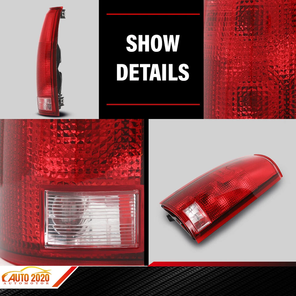 Set of 2 Tail Light Fit For 88-98 Chevy K1500 Silverado LH & RH w/ Bulb - Image 3 of 4