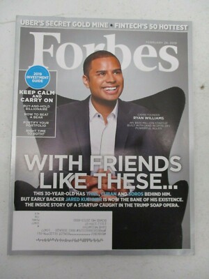 FORBES MAGAZINE FEBRUARY 28 2019 CADRE RYAN WILLIAS UBER SECRET GOLD MINE