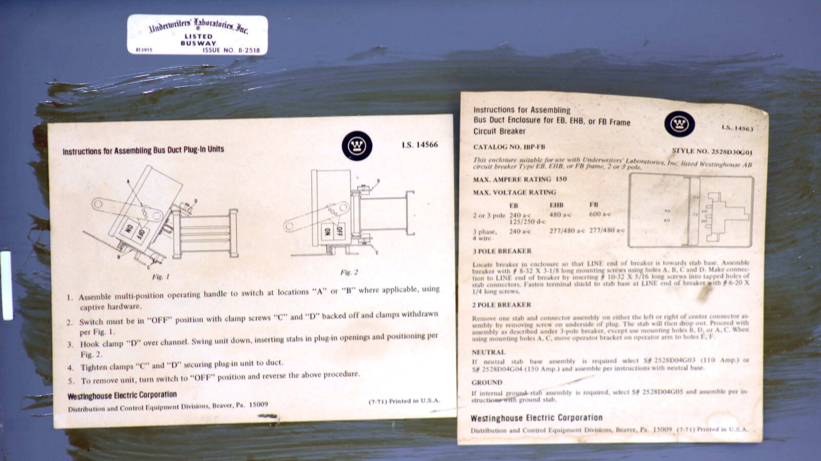 Westinghouse IBP‑FB Bus Plug / Busway Switch | 150A, 600V, 3-Phase, 3-Wire