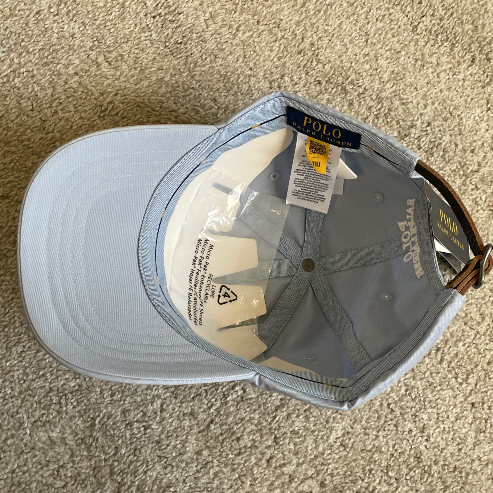 Polo Ralph Lauren blu chiaro cotone soft top Pony berretto baseball cinturino regolabile