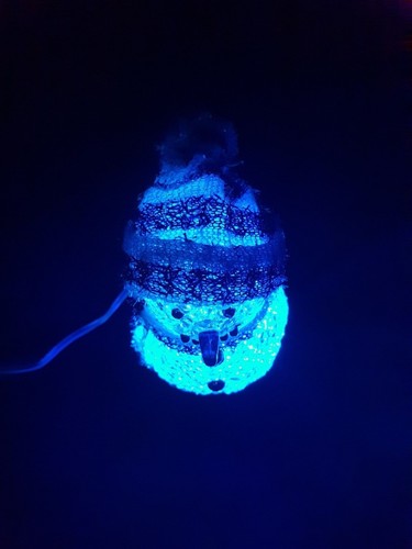 Dekorativer USB Schneemann mit Schal und Mütze ROT Ho Ho Ho LED RGB 10lm 0,45W - Zdjęcie 4 z 10