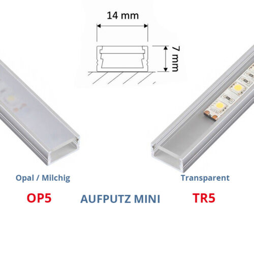 LED Aluprofil Aluminium Profile 2m 1m Alu Schiene LED Leiste für LED-Streifen - Bild 6 von 13