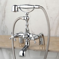 Telephone Chrome Bathroom Tub Faucet Hand Shower Mixer Tap Deck Mount 2 Handles