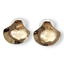 Vintage 14KT Yellow Gold Post Earrings Fun Half Dome Shape Bumpy Texture