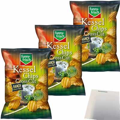 funny-frisch Kesselchips Cross Cut Ranch Sauce Style 3x120g Packung usy Block