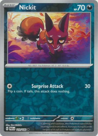 NICKIT 119/182 PARADOX RIFT POKEMON (REVERSE HOLO, NM)