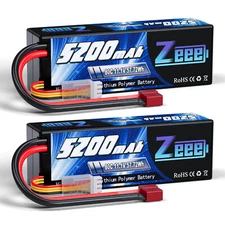 2x Zeee 11.1V 80C 3S LiPo Battery 5200mAh T Plug for 1/10 1/8 RC Car Truck Boat