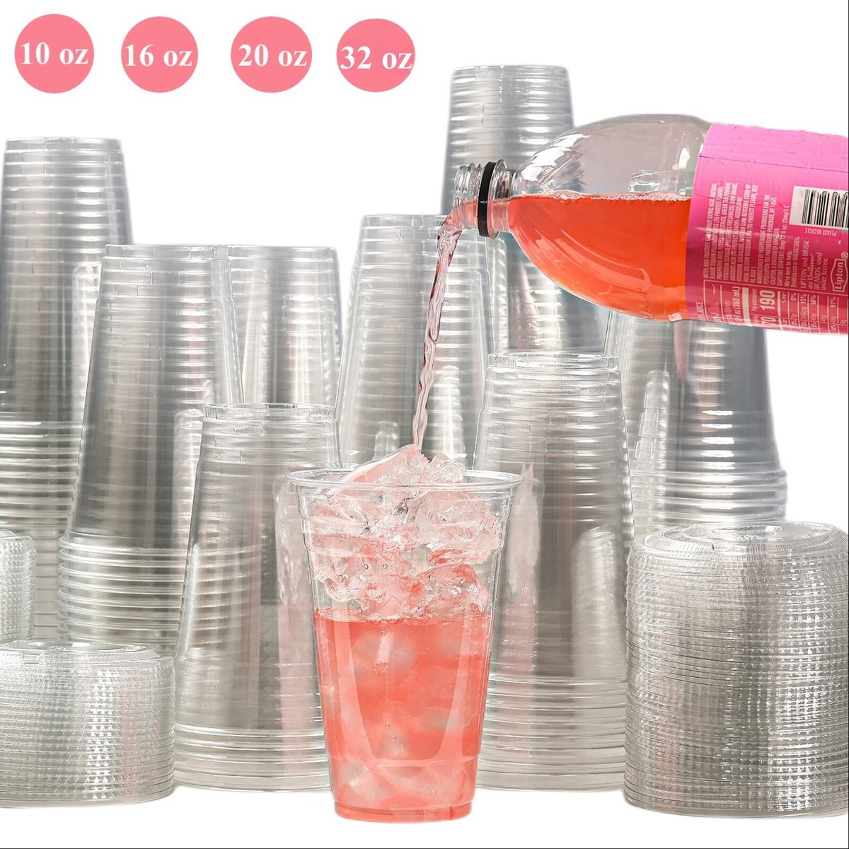 Disposable Crystal Clear Plastic Cups Plastic Flat Lids Iced Coffee Cup BPA  Free | eBay