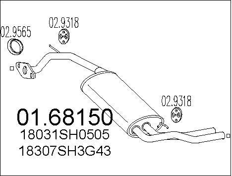 Silencieux arrière Honda CRX II résistant à la rouille pour restaurer le 1.6i