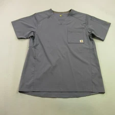 Carhartt Shirt Mens Small Gray Short Sleeve V Neck Outdoors Scrub Pocket