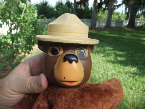 1969 Smokey Bear Rubber Head Plush Body Hand Puppet Ideal Toys SB-H-155 - Picture 5 of 13