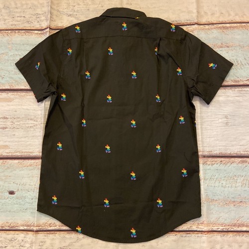 New Disney Pride Collection Rainbow Mickey Mouse Black Button Shirt Small Unisex - Picture 2 of 8