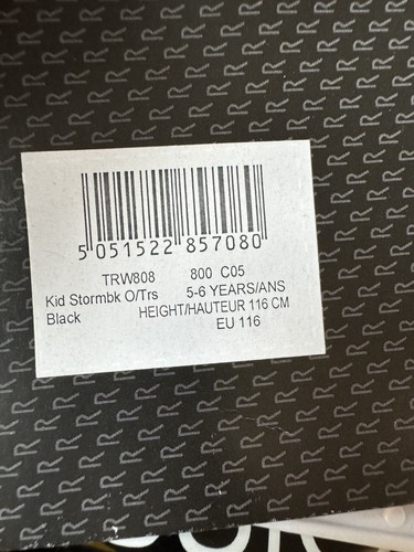 Kids Regatta Stormbreak Overtrousers,BNWT, Age 5-6 Years, Black, Waterproof - Picture 2 of 2