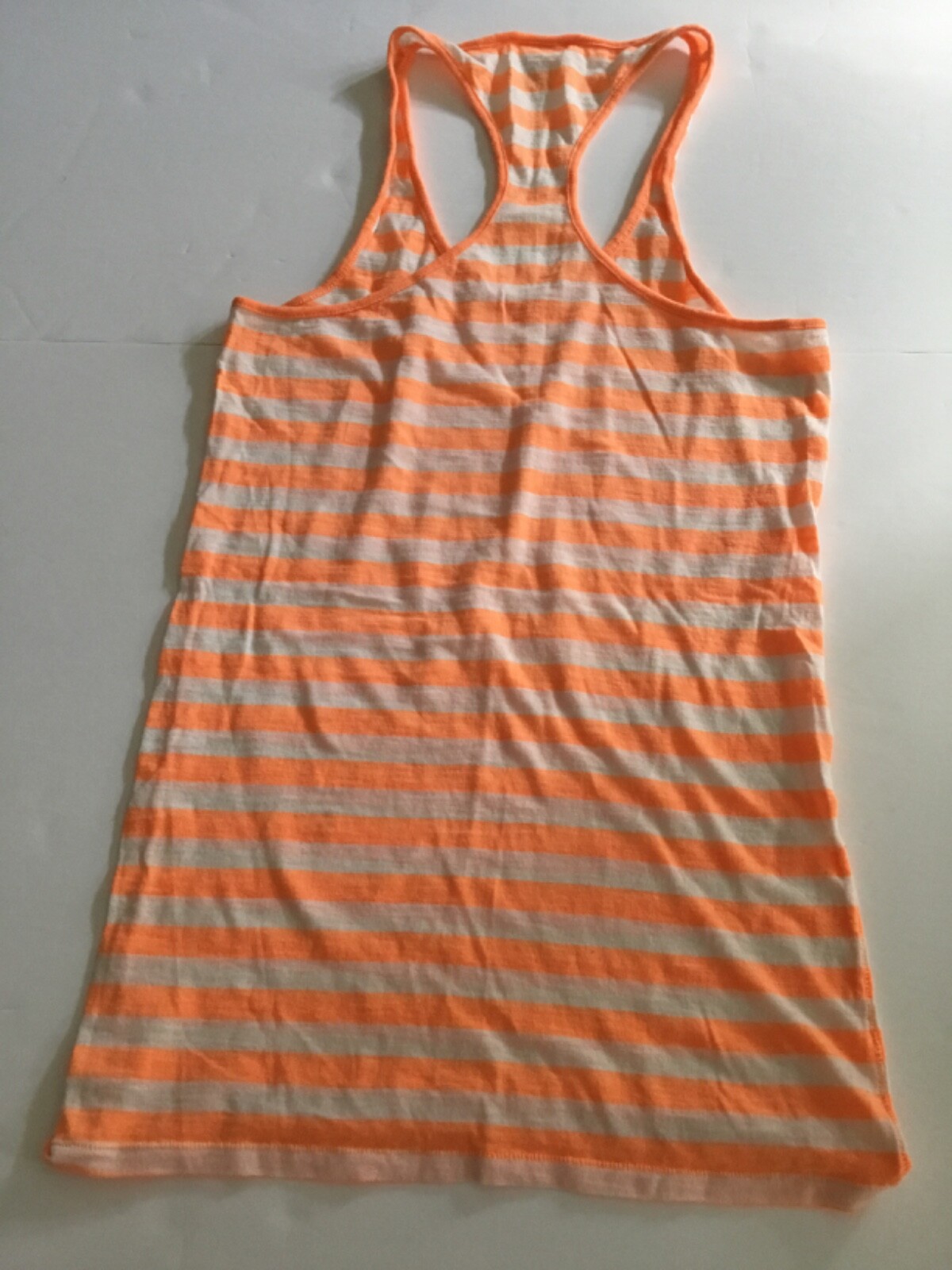 Racerback jersey. Orange/white stripe. S-P. Pink