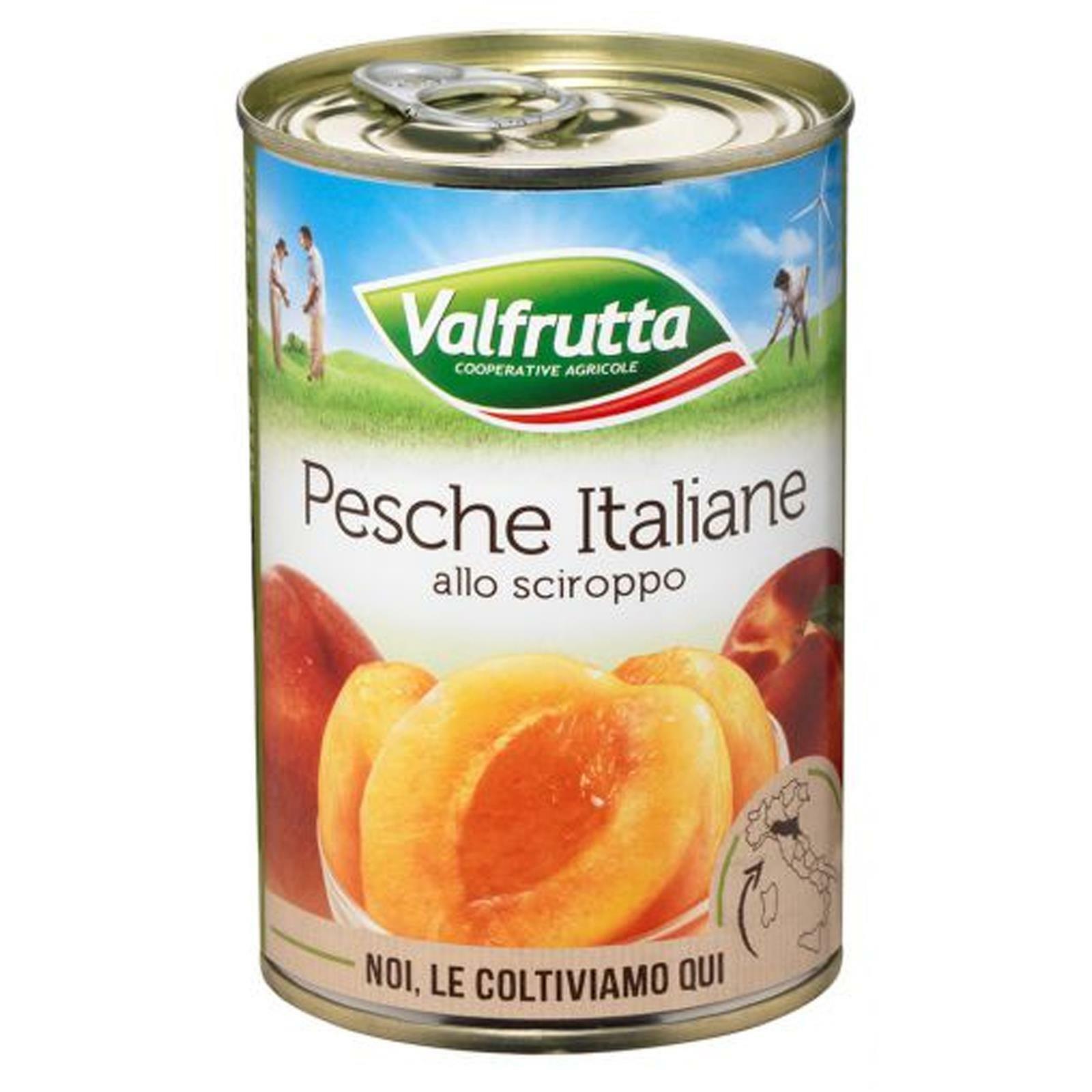 VALFRUTTA PESCHE ITALIANE ALLO SCIROPPO BARATTOLO DA 411 GR FRUTTA SCIROPPATA