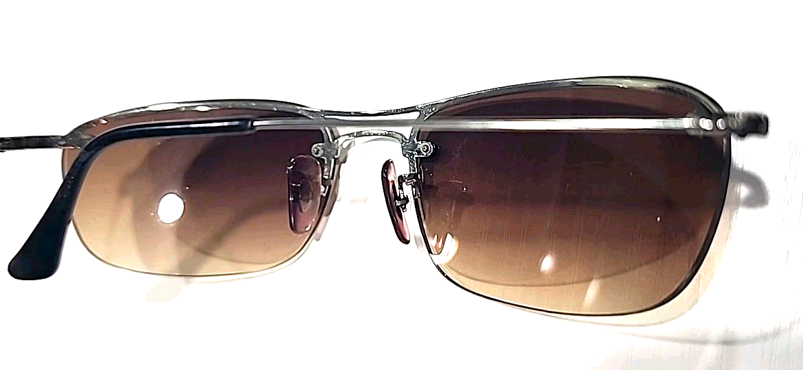 Ray Ban RB3156 Top Square Silver Brown Rimless Chromance