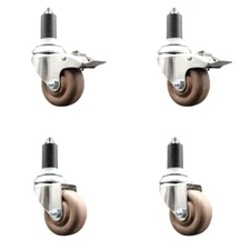 3.5 Inch 316SS High Temp Glass Filled Nylon 1-3/8 Inch Stem Caster Set 2 Brake