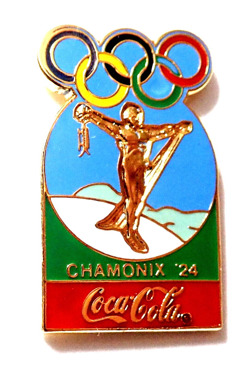 1924 CHAMONIX COKE COCA COLA OLYMPIC GAMES PIN BADGE traded at