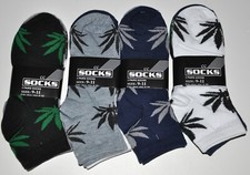 Pot Marijuana Ankle Socks White/Gray/Black/Navy 6 Pair Size 9-11 New 