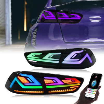 #ad Pair RGB Color LED Tail Lights For Mitsubishi Lancer EVO X 2008 2018 Rear Lamps $259.00