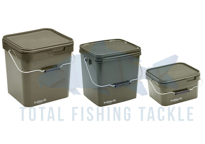 Trakker 5, 13 & 17 Litre Green Square Bait Bucket - Carp Fishing - Free Delivery
