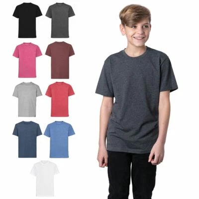Kinder T-Shirt Jungen Mädchen Rundhals Freizeit Bügelfrei Basic Kurzarm T Shirt - Bild 1 von 2