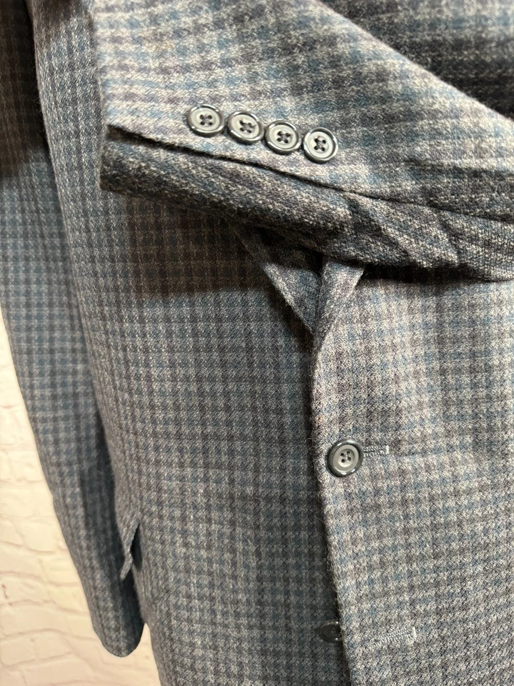 Abrigo Blazer Chaqueta Deportivo OSCAR DE LA RENTA Para Hombres Azul Marino Cuadros Lana 42L Foto 3 de 4
