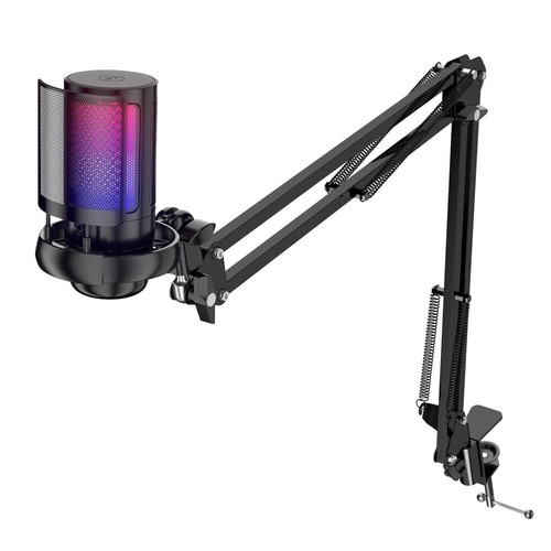 Mikrofon do gier PC z ramieniem, mikrofon USB z przyciskiem wyciszania mikrofon RGB EDA - Zdjęcie 13 z 15
