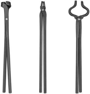 Knife Making Tongs Set Bladesmith Blacksmith Forge Tools Blade V-Bit Flat (3PCS)