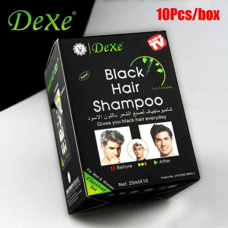 10Pcs Permanent Black Hair Shampoo Dexe Hair Color Fast Dye 5 Minutes Darkening