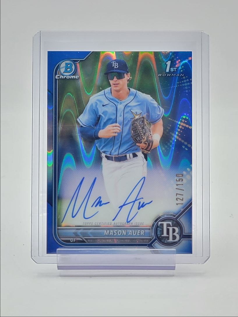 MASON AUER 2022-23 BOWMAN CHROME 1ST BLUE RAYWAVE REFRACTOR AUTO /150 Q2045