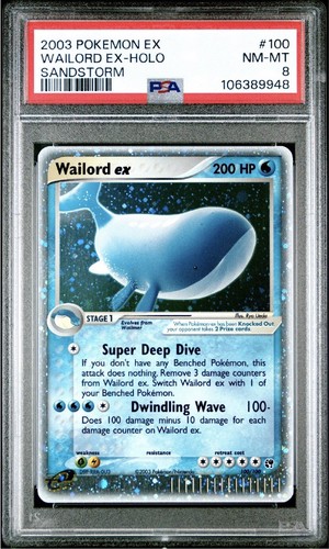 POKEMON WAILORD EX SANDSTORM HOLO PSA 8 NEAR MINT 100/100 ULTRA RARE CARD