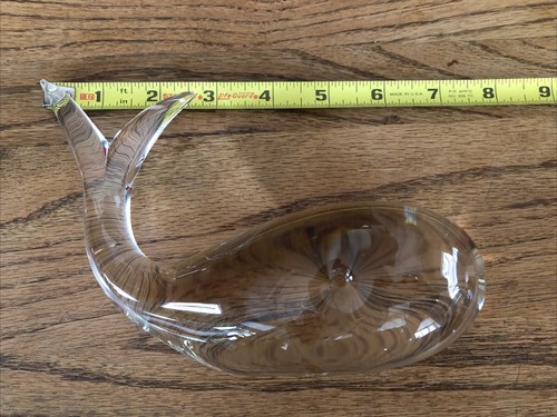 Murano Style Heavy 8" Hand Blown Art Glass Whale Figurine Paperweight - Picture 7 of 13