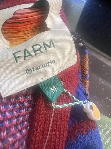 Farm Rio Knit Wool Blend Cardigan Palms Paradise Teal Floral Print Sweater - Picture 6 of 15