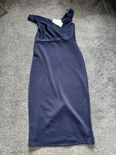 Neu mit Etikett Next Damenkleid, Größe 12, dunkelblau, figurbetont, V-Ausschnitt, Reißverschluss, (73)