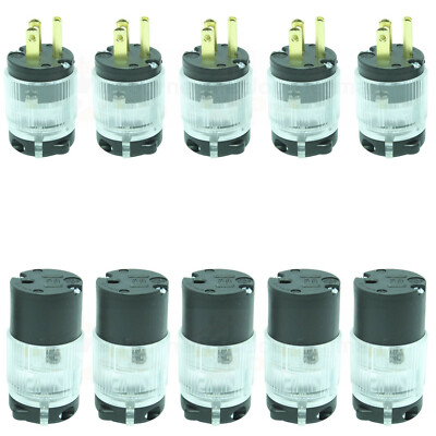 Lighted Male Female Extension Cord Replacement Ends 15 Amp Power Plug Repair LIT