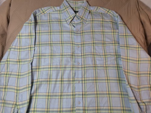 BOBBY JONES Collection Button-Down Shirt Mens Sz L Blue Plaid Woven in Italy - Picture 2 of 8
