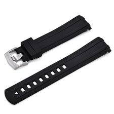 20mm Curved End Black FKM Rubber Strap for 41mm Omega Seamaster 300M - NEW