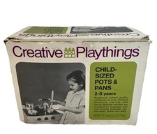 VINTAGE New CREATIVE PLAYTHINGS CHILD SIZED POT AND PAN SET 1969 WITH BOX