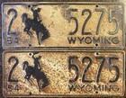 1954 Wyoming License Plate Pair - Original Rustic Condition — photo 1