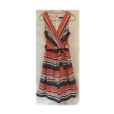 Tommy Hilfiger Women's Striped Belted A-Line Dress 6 Red White Blue Sleeveless