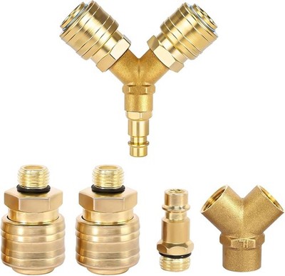 Druckluftverteiler 2-fach,4 StkDruckluft Adapter,Messing Druckluft Verteiler